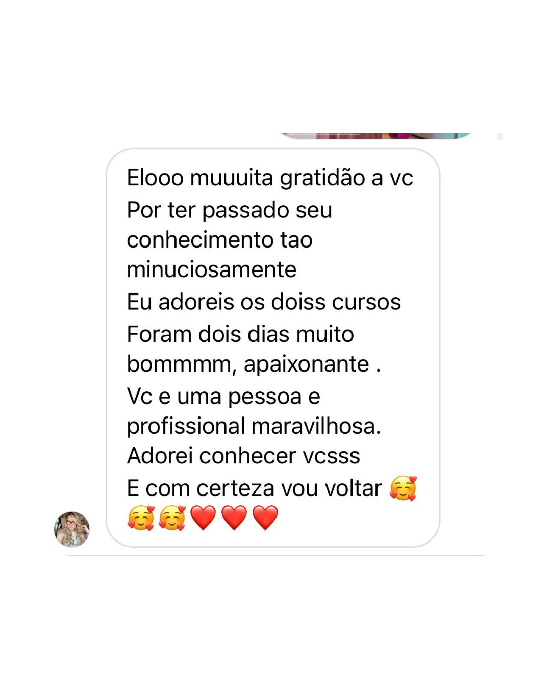 Depoimento de aluna do Sculpt MEZ 01